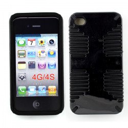 iPhone 4 4S Hybrid Grip Case (Black-Black)